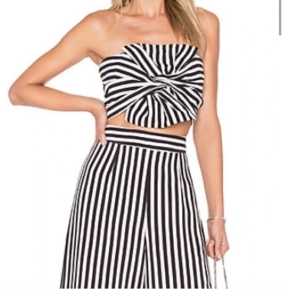 NWT Lovers + Friends Striped Strapless Crop Top, Black/White, Size XS